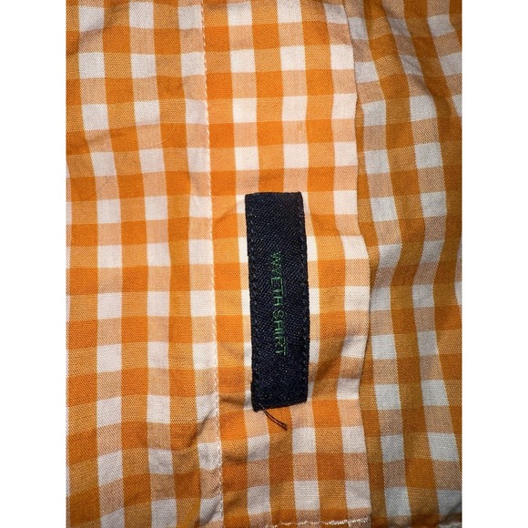Lily Pulitzer Shirt Mens Large Orange Gingham Check Plaid Wyeth 100s 2 Ply #N - Picture 4 of 6